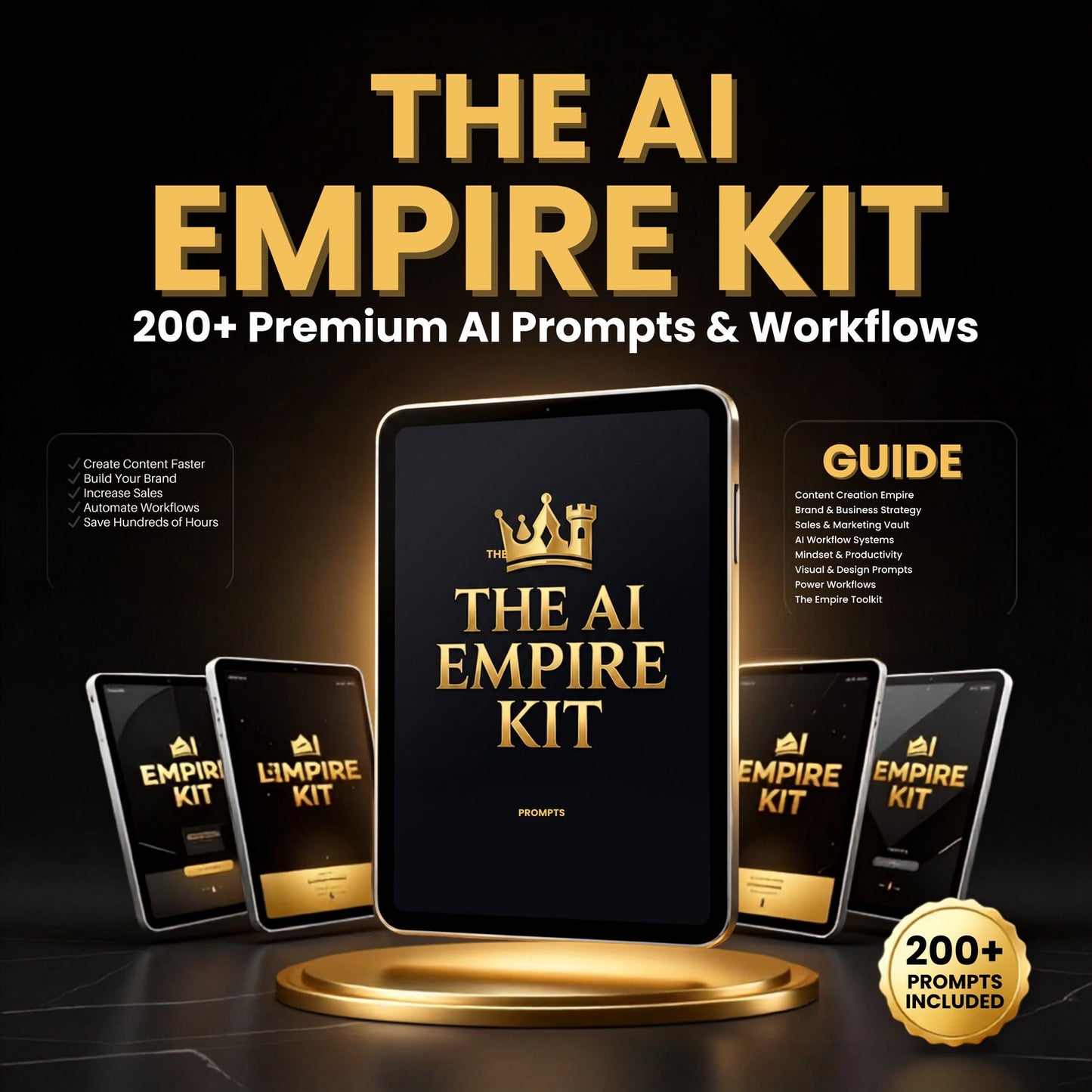 The AI Empire Kit — 200+ premium AI prompts and workflows cover