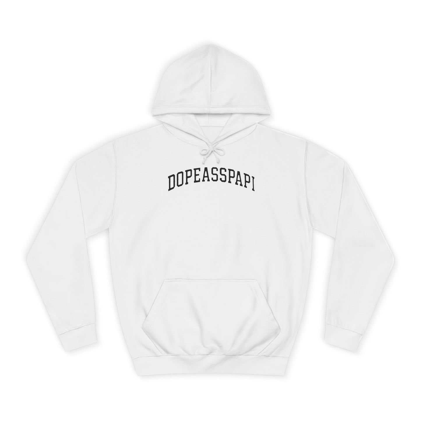 Dopeasspapi White College Hoodie – Vintage Arch Logo Pullover