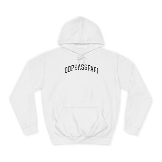 Dopeasspapi White College Hoodie – Vintage Arch Logo Pullover